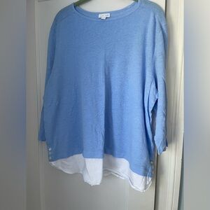 J Jill Love Linen lightweight layered look sweater top Extra Large